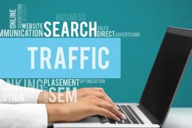 Marketer managing paid search campaign for SEM strategy